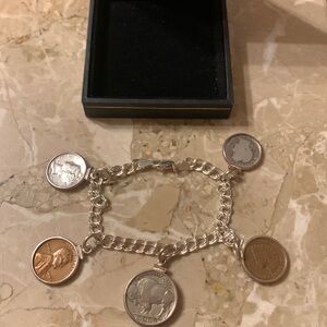 Silver 925 American Coin Charm Bracelet